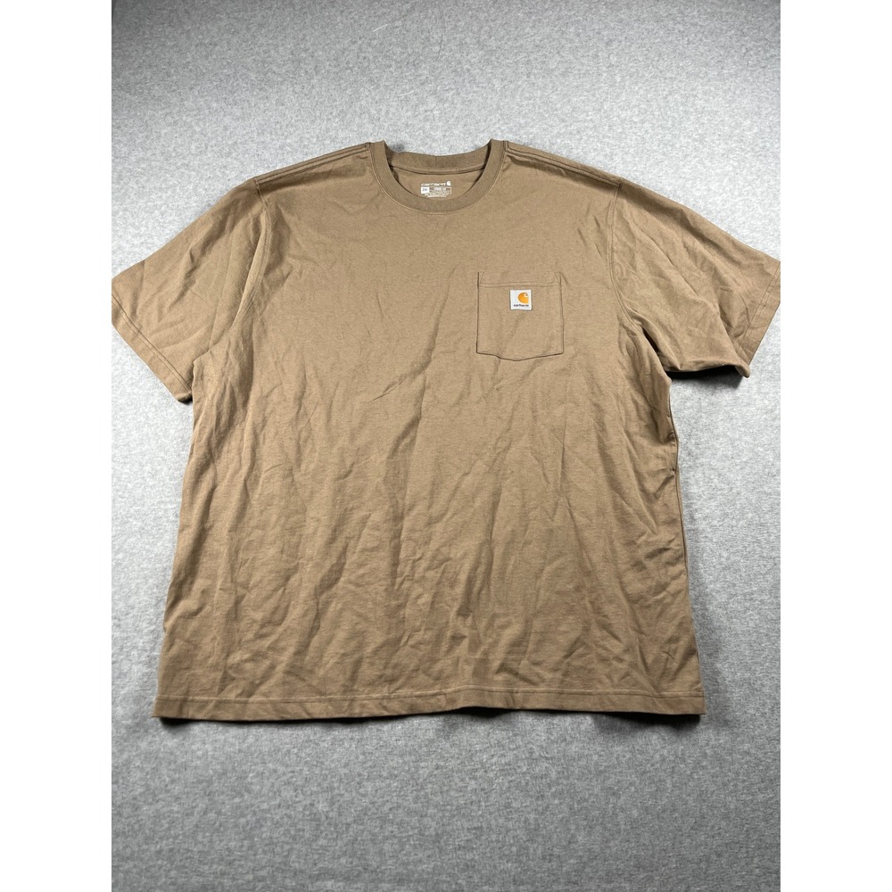 Carhartt Loose Fit Short Sleeve Shirt Mens 2XL Tan Pocket Workwear Neutral